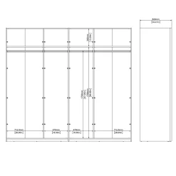 Kledingkast Catania Wit Schuifdeuren Met Spiegel 244x220cm - Giga Living