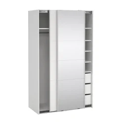 Kledingkast Catania Wit Spiegel Met Lades 120x200cm - Giga Living