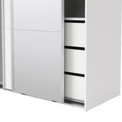 Kledingkast Catania Wit Spiegel Met Lades 120x200cm - Giga Living