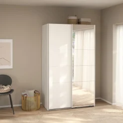 Kledingkast Catania Wit Spiegel Met Lades 120x200cm - Giga Living