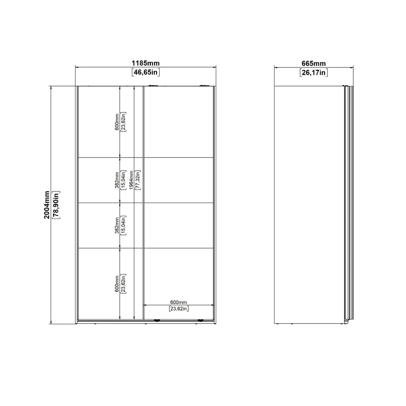 Kledingkast Catania Wit 120x200cm - Giga Living