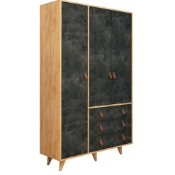 Kledingkast Chunky Melamine Eiken Donker Concrete
