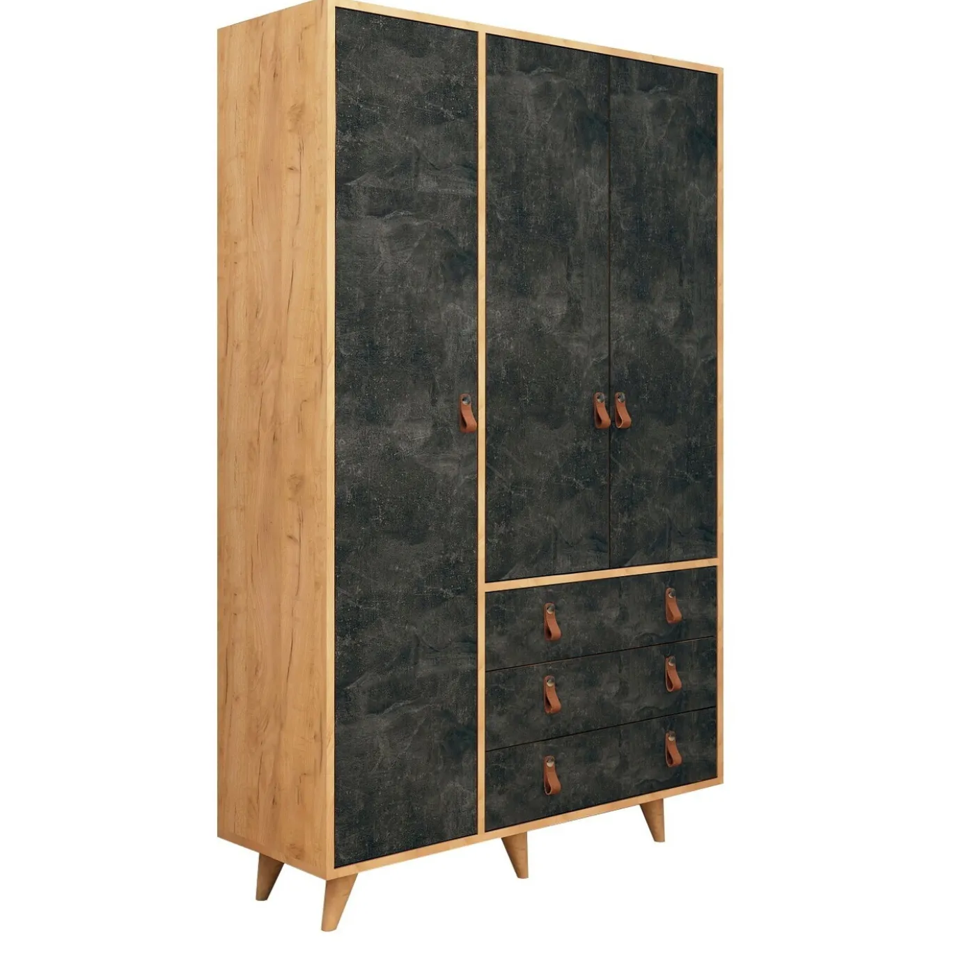 Kledingkast Chunky Melamine Eiken Donker Concrete