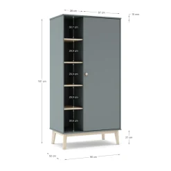Kledingkast Esteban 1d5h Khaki Groen/wit Wax - Giga Meubel