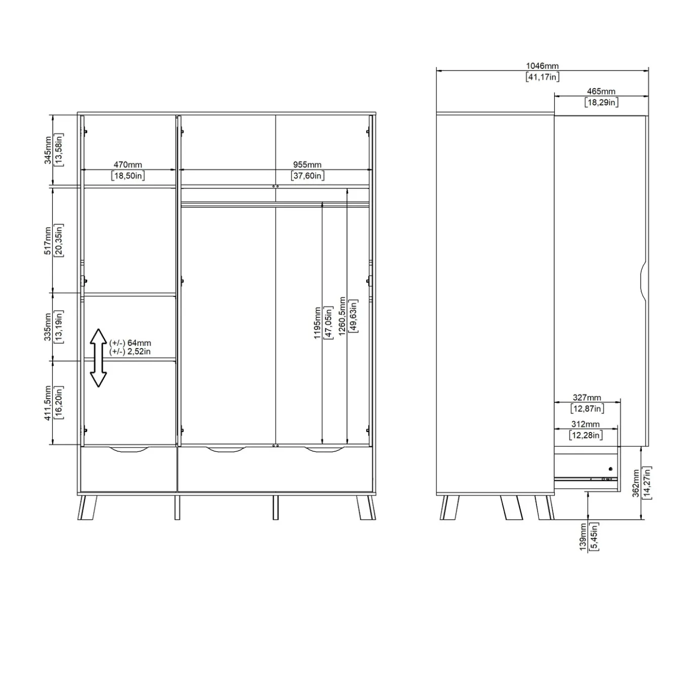 Kledingkast Ikast Wit Jackson Hickory - Giga Living