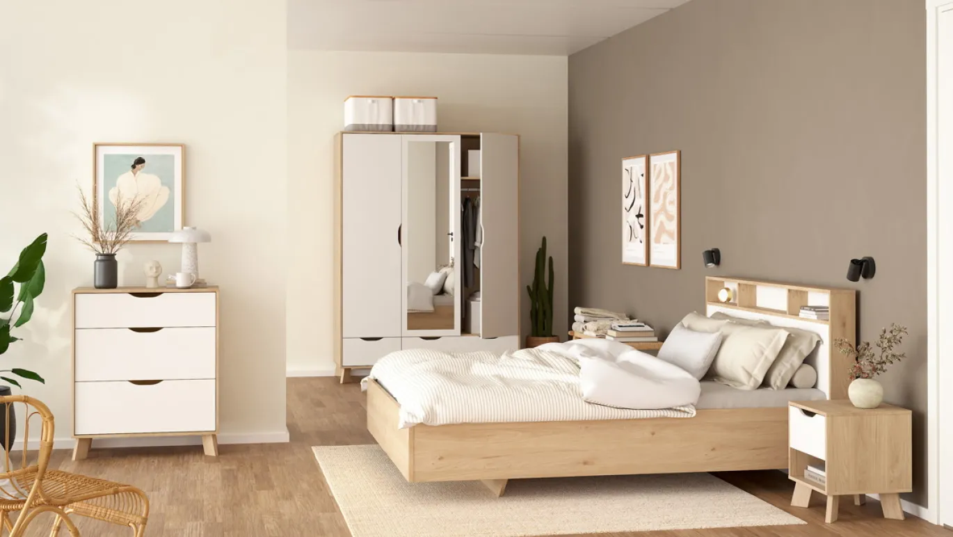 Kledingkast Ikast Wit Jackson Hickory - Giga Living
