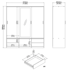 Kledingkast Line Jackson Hickory 181x200cm - Giga Living