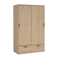 Kledingkast Line Jackson Hickory 2-deurs + 2-lades - Giga Living