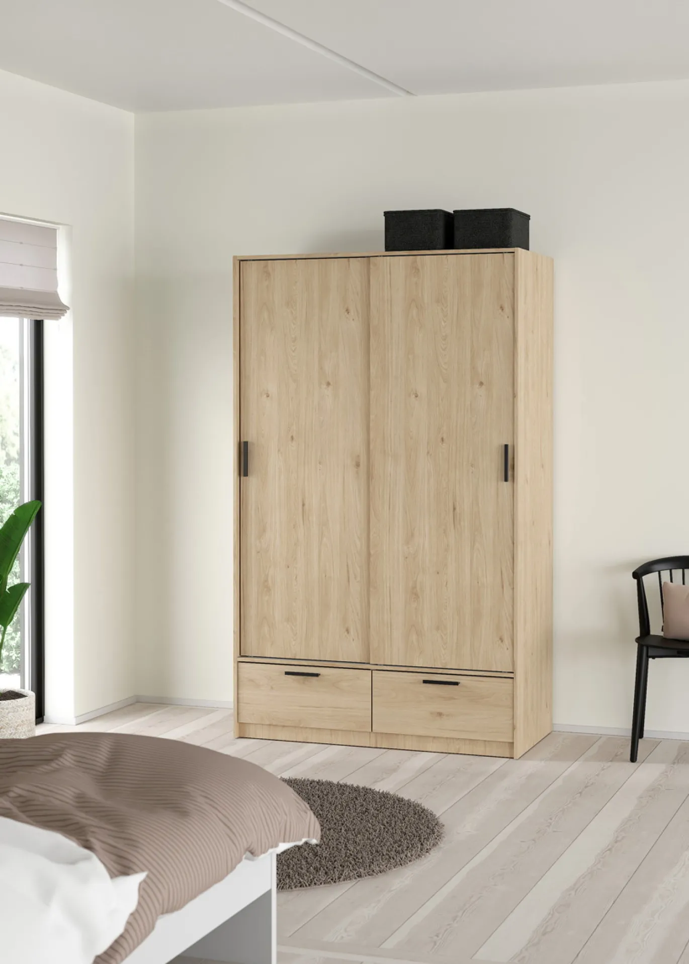 Kledingkast Line Jackson Hickory 2-deurs + 2-lades - Giga Living