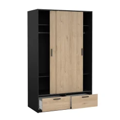 Kledingkast Line Mat Zwart Jackson Hickory - Giga Living