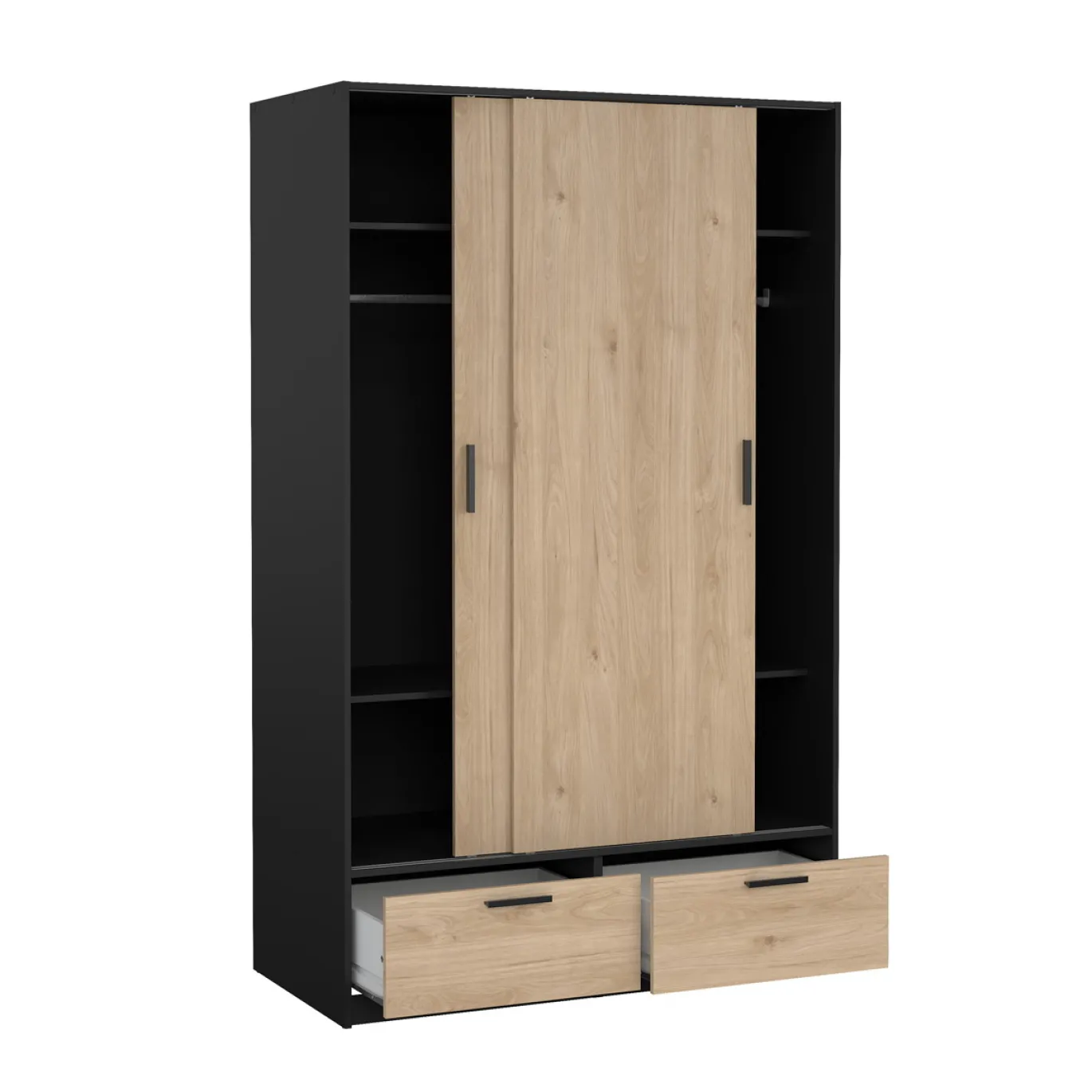 Kledingkast Line Mat Zwart Jackson Hickory - Giga Living