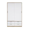 Kledingkast Line Naturel/Wit Hoogglans 2-schuifdeuren + 4-lades - Giga Living