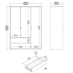 Kledingkast Next Wit 149x202cm - Giga Living