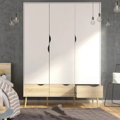 Kledingkast Oslo Wit/Naturel - Giga Living