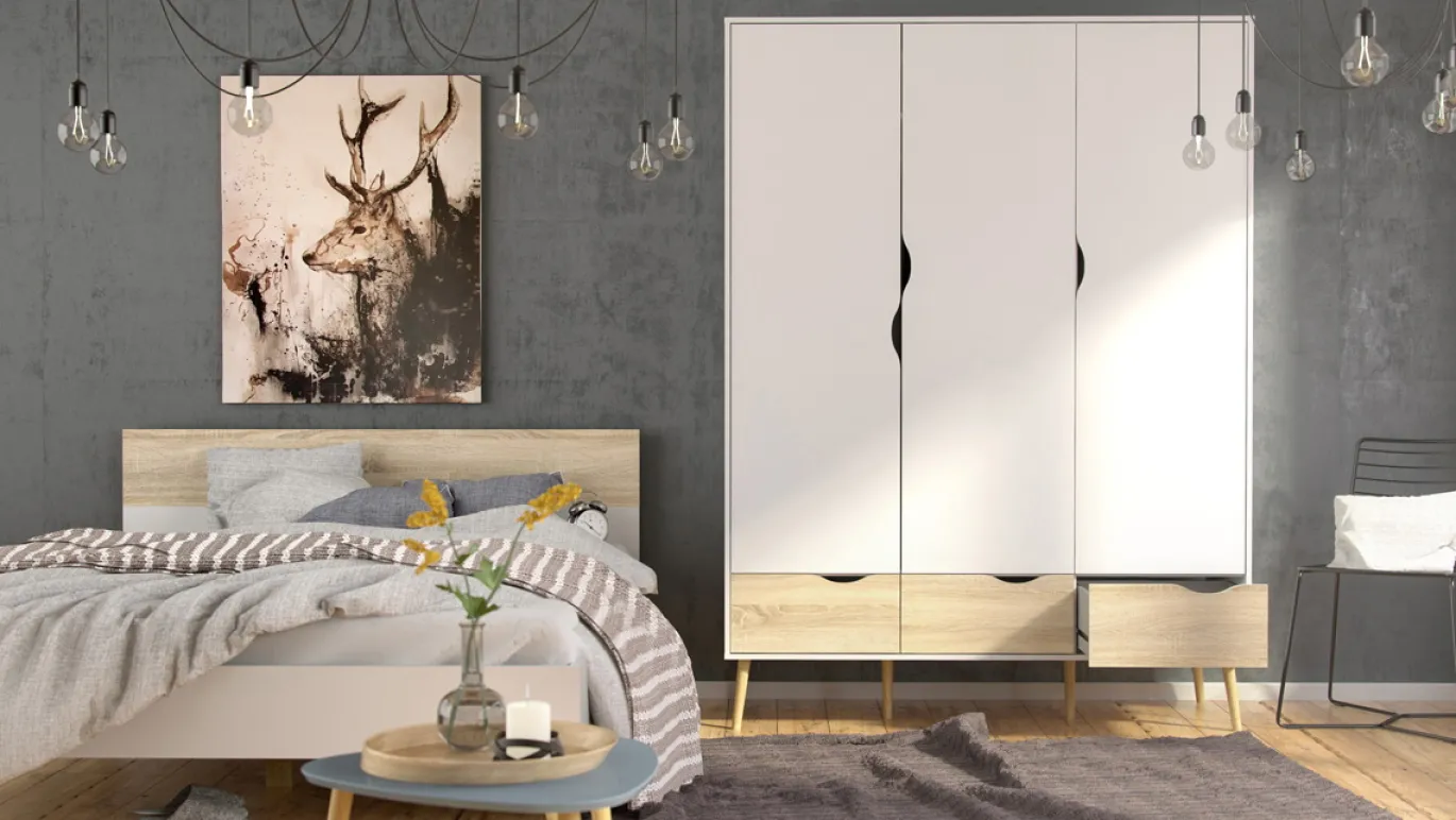 Kledingkast Oslo Wit/Naturel - Giga Living