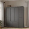 Kledingkast Paris Matgrijs 4-deuren + 2-lades - Giga Living