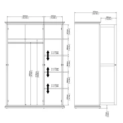 Kledingkast Paris Wit 3-deurs - Giga Living