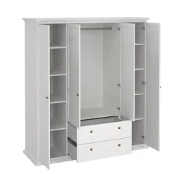 Kledingkast Paris Wit 4-deurs + 2-lades - Giga Living