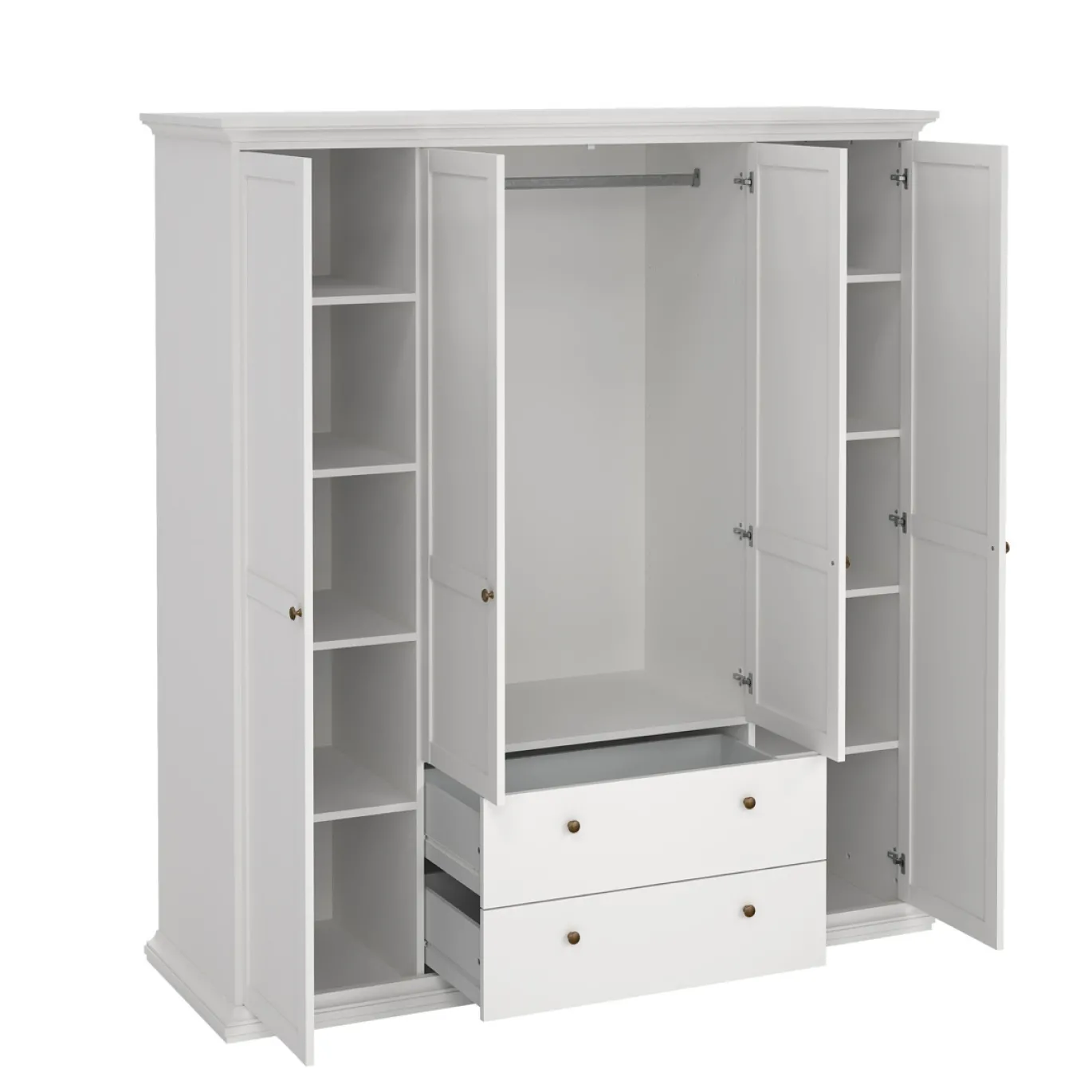 Kledingkast Paris Wit 4-deurs + 2-lades - Giga Living