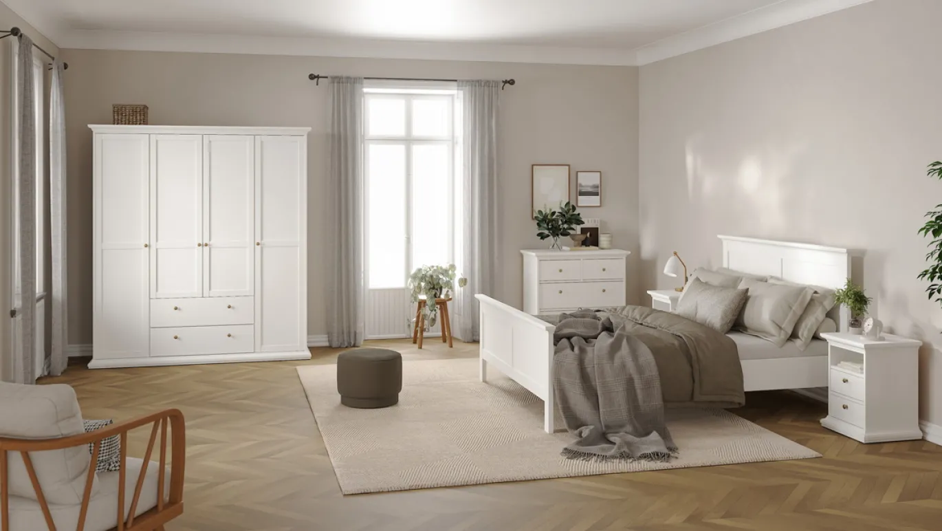 Kledingkast Paris Wit 4-deurs + 2-lades - Giga Living