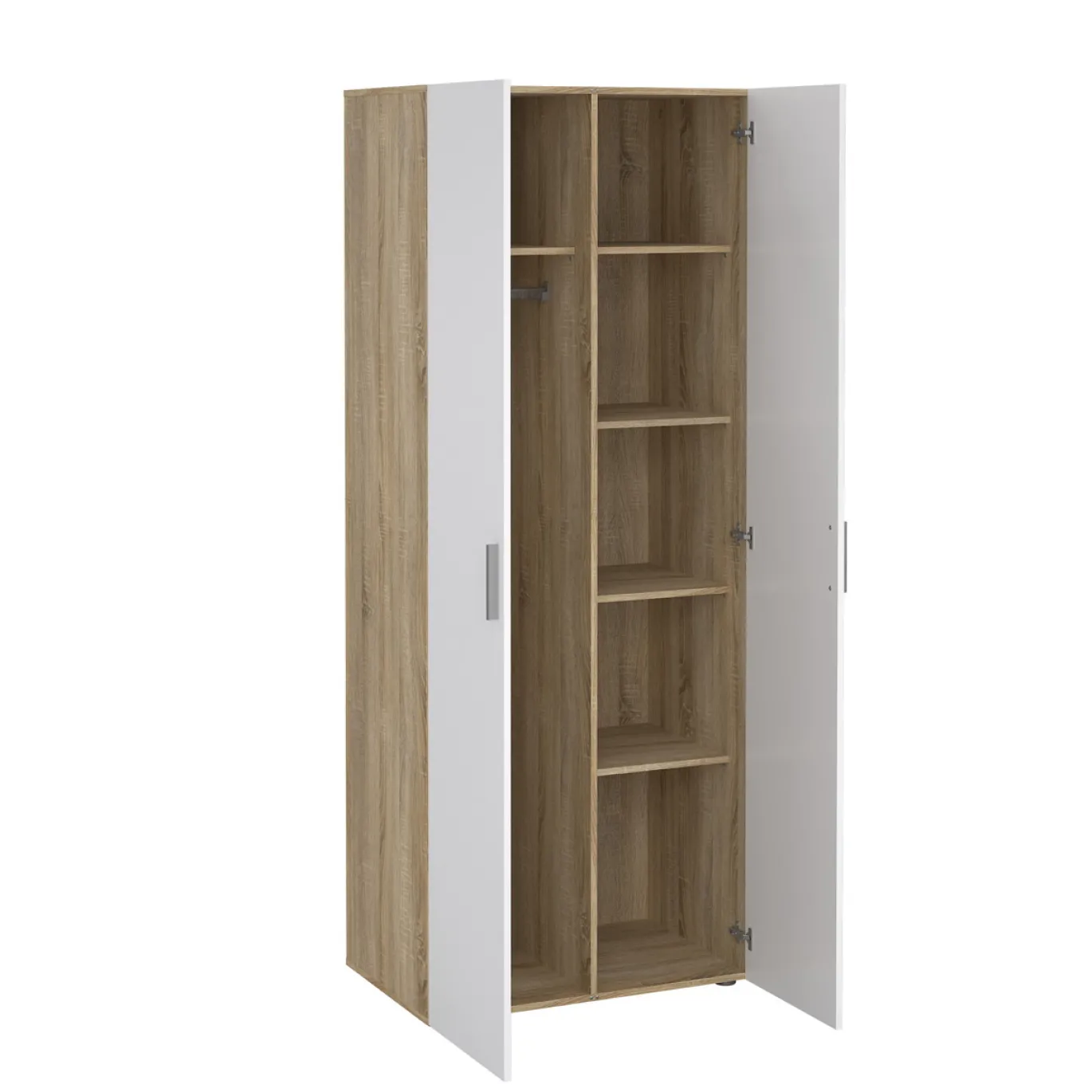 Kledingkast Pepe Naturel/Wit Hoogglans 2-deurs - Giga Living