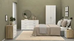 Kledingkast Pepe Naturel/Wit Hoogglans 2-deurs - Giga Living