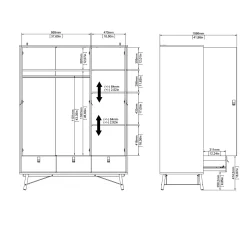 Kledingkast Ry Jackson Hickory 3-deurs + 3-lades - Giga Living