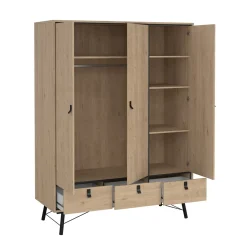Kledingkast Ry Jackson Hickory 3-deurs + 3-lades - Giga Living