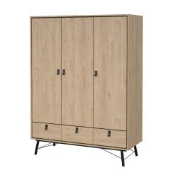 Kledingkast Ry met 3 deuren + 3 lades Hickory - Giga Living