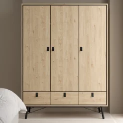 Kledingkast Ry met 3 deuren + 3 lades Hickory - Giga Living