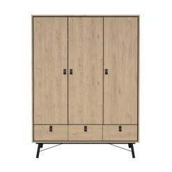 Kledingkast Ry met 3 deuren + 3 lades Hickory - Giga Living