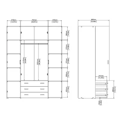 Kledingkast Space Naturel 4-deurs + 3-lades - Giga Living