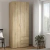 Kledingkast Space Naturel 2-deurs + 3-lades - Giga Living