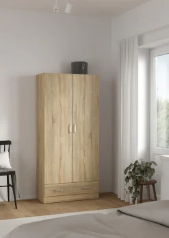 Kledingkast Space Naturel 2-deurs + 1-lade - Giga Living