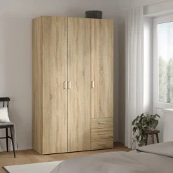 Kledingkast Space Naturel 3-deurs + 3-lades - Giga Living
