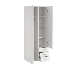 Kledingkast Space Wit 2-deurs + 3-lades 200cm - Giga Living