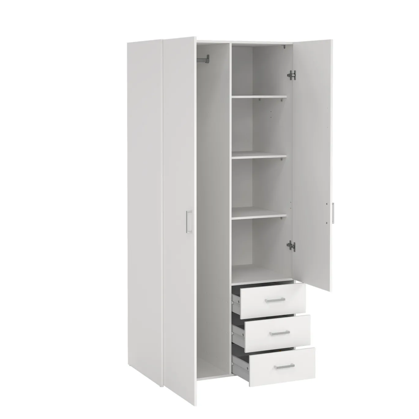 Kledingkast Space Wit 2-deurs + 3-lades 175cm - Giga Living