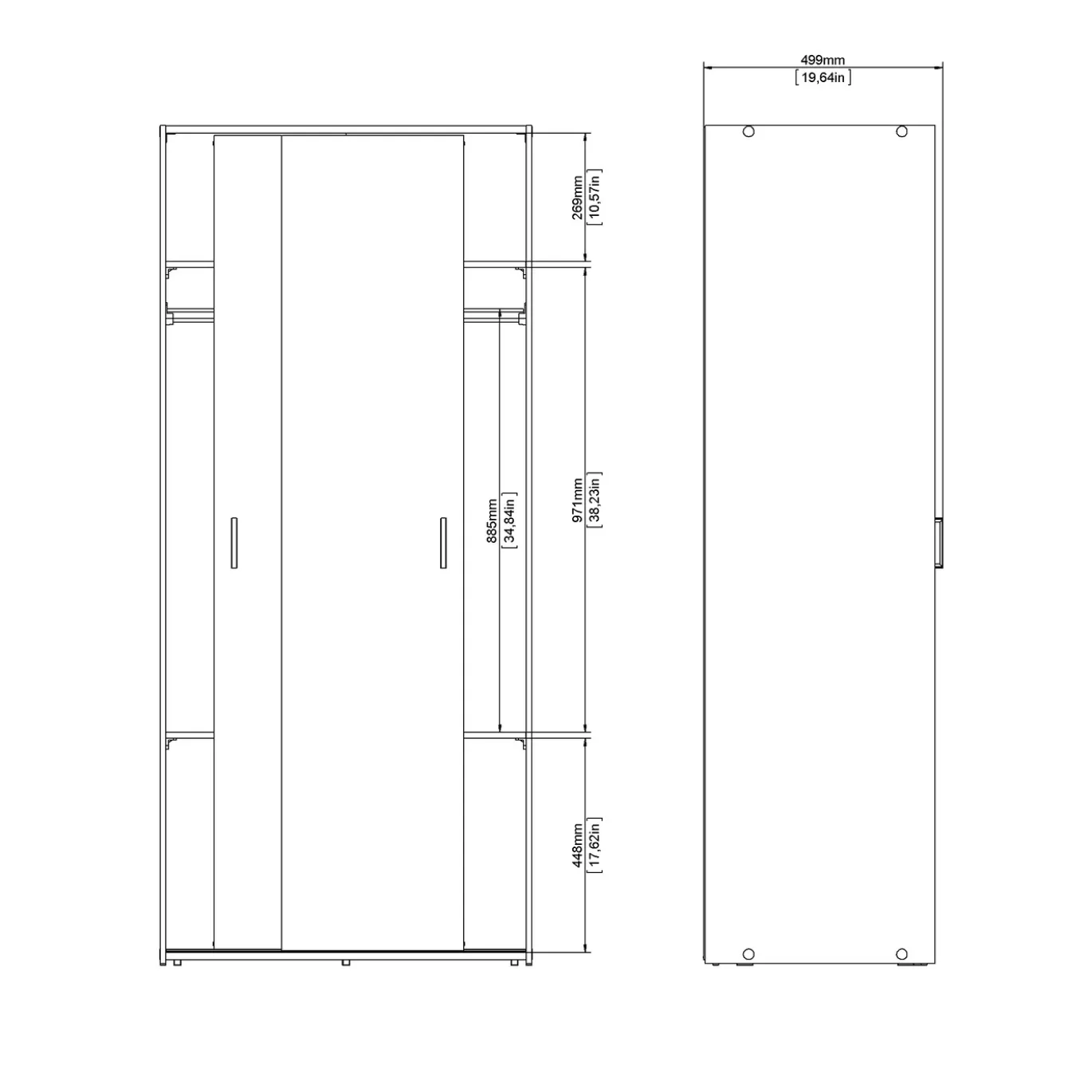 Kledingkast Space Wit - Giga Living