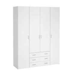 Kledingkast Space Wit Hoogglans 4-deurs + 3-lades - Giga Living