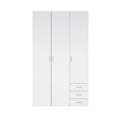 Kledingkast Space Wit Hoogglans 3-deurs + 3-lades - Giga Living