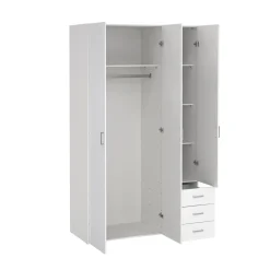 Kledingkast Space Wit Hoogglans 3-deurs + 3-lades - Giga Living