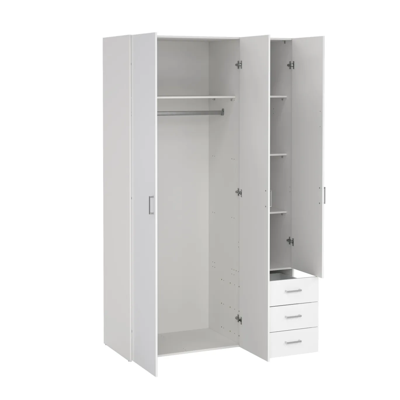 Kledingkast Space Wit Hoogglans 3-deurs + 3-lades - Giga Living