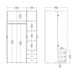 Kledingkast Space Wit Hoogglans 3-deurs + 3-lades - Giga Living
