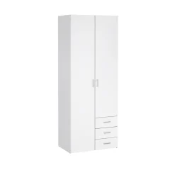 Kledingkast Space Wit Hoogglans 2-deurs + 3-lades - Giga Living