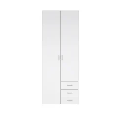 Kledingkast Space Wit Hoogglans 2-deurs + 3-lades - Giga Living