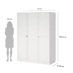 Kledingkast Viggo 3-Deurs Wit - Giga Living