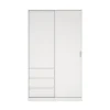 Kledingkast Ylva met 1 Schuifdeur + 1 deur + 3 lades Wit - Giga Living
