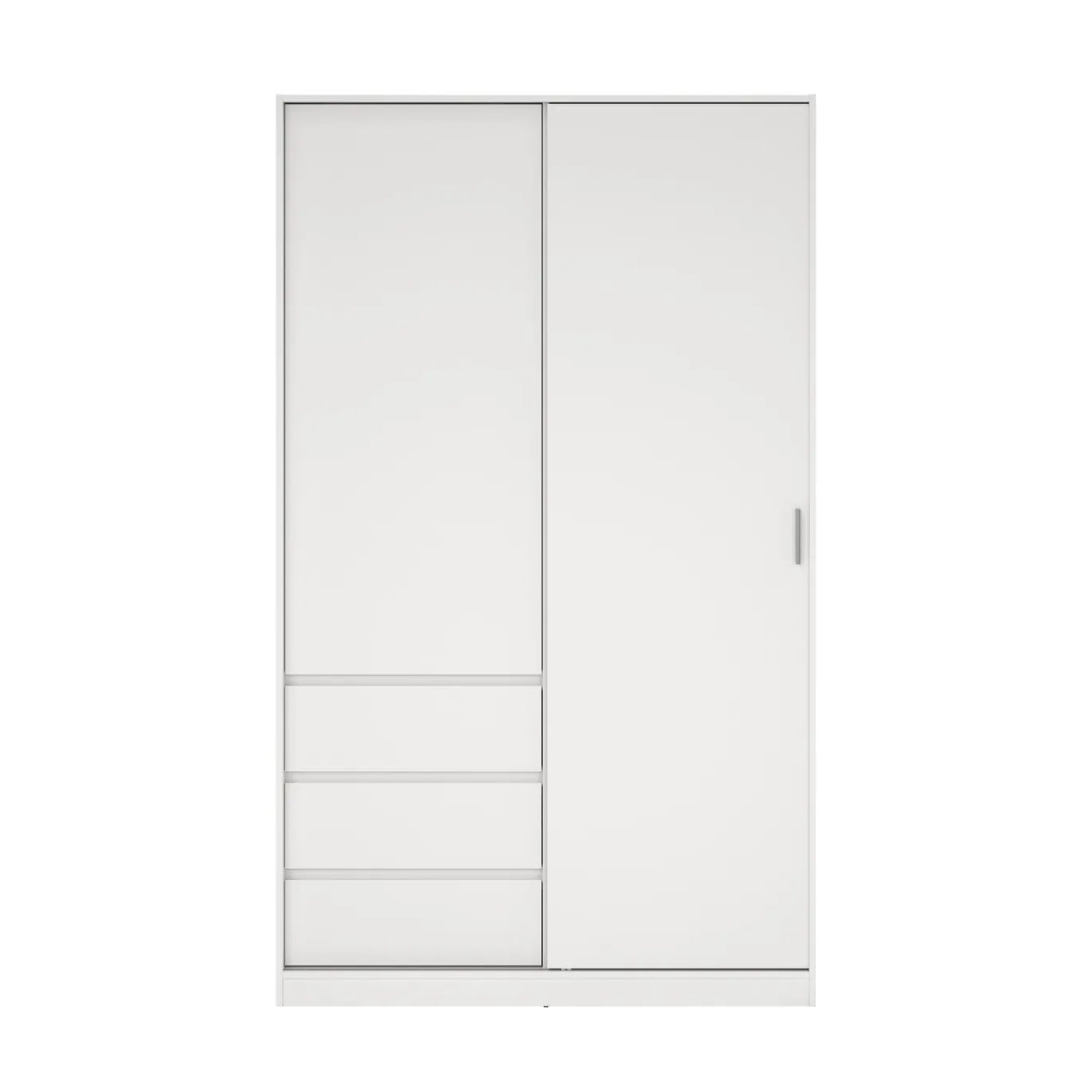 Kledingkast Ylva met 1 Schuifdeur + 1 deur + 3 lades Wit - Giga Living