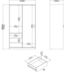 Kledingkast Ylva met 1 Schuifdeur + 1 deur + 3 lades Wit - Giga Living