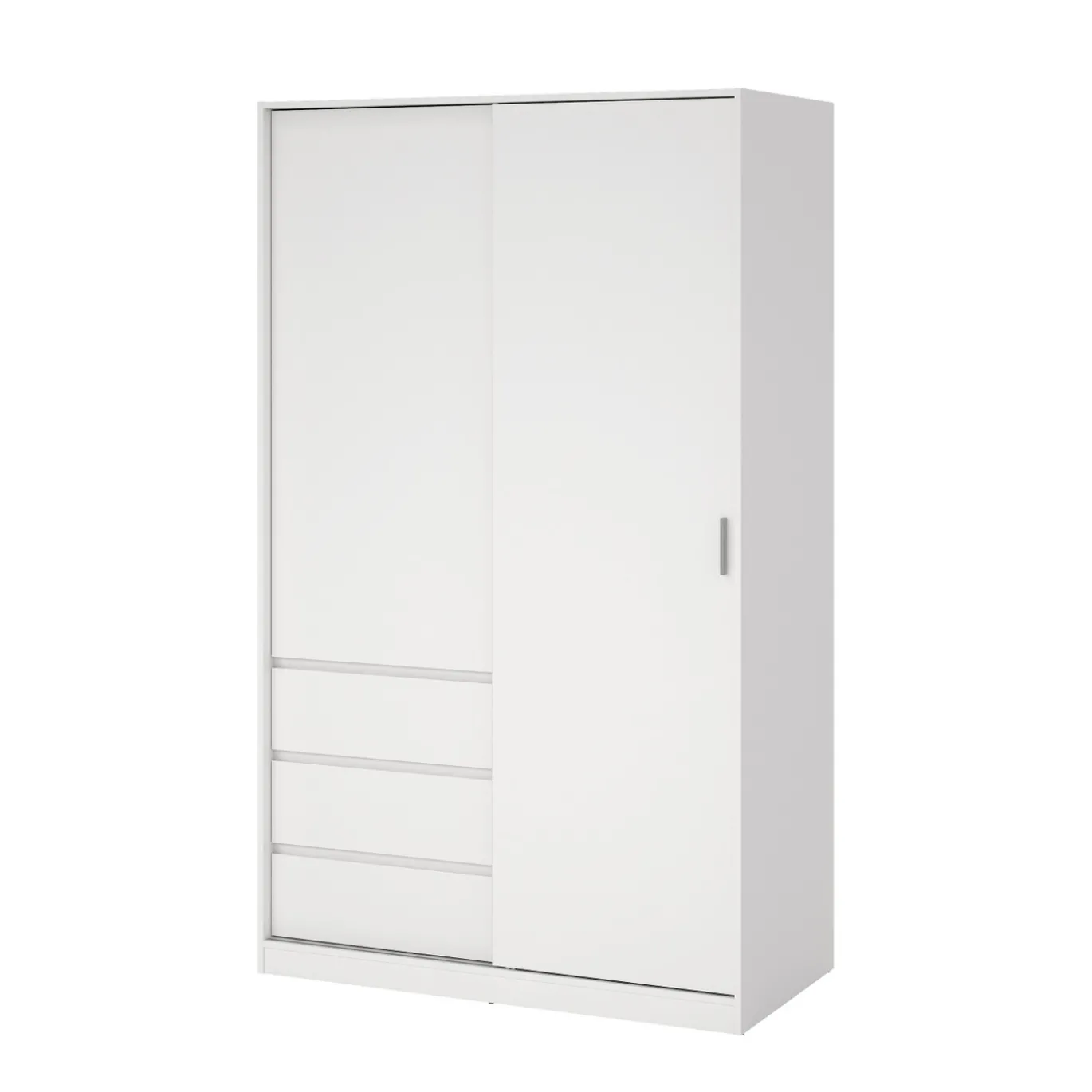 Kledingkast Ylva met 1 Schuifdeur + 1 deur + 3 lades Wit - Giga Living